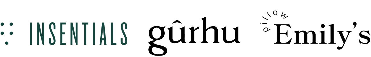 left to right:Insentials, Gurhu and Emily's pillows logos